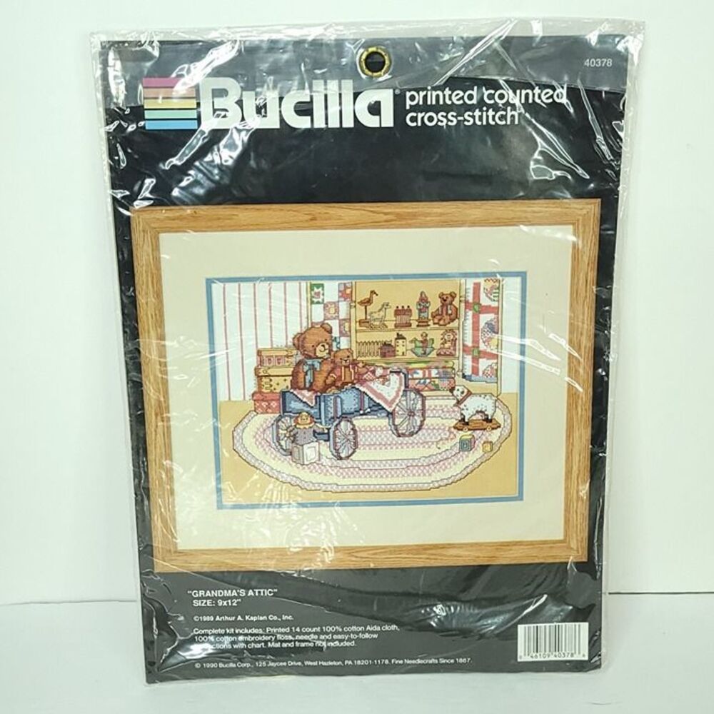 Bucilla Grandmas Attic Counted Cross Stitch Kit 40378 Teddy Bear NEW